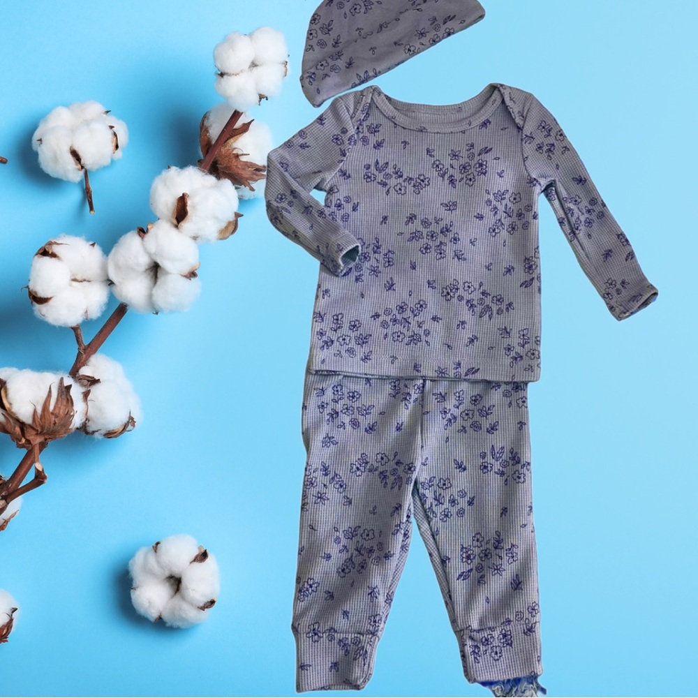 NEW 3pc Thermal Carters Unisex Blue Boy or Girl Comfy Cotton Blend 6M